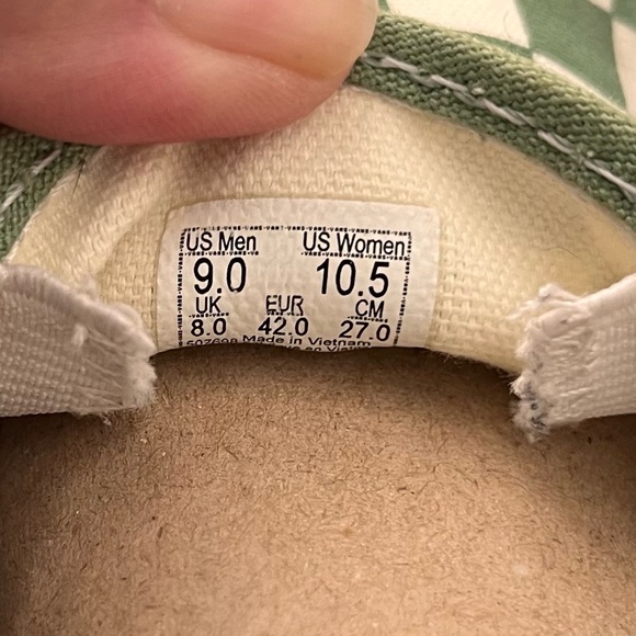 Vans Green and White Checkered slip ons - Picture 5 of 8